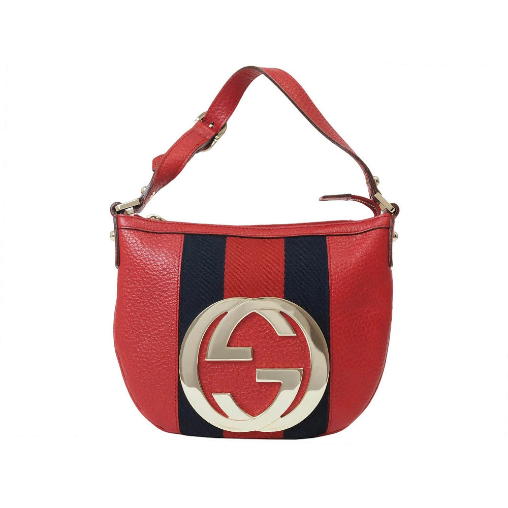 Gucci Sherry Handbag Red Interlocking GG Web Hobo